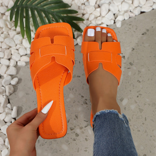 Sandales Femme Plates à Bande Découpée en H – Style Chic & Estival